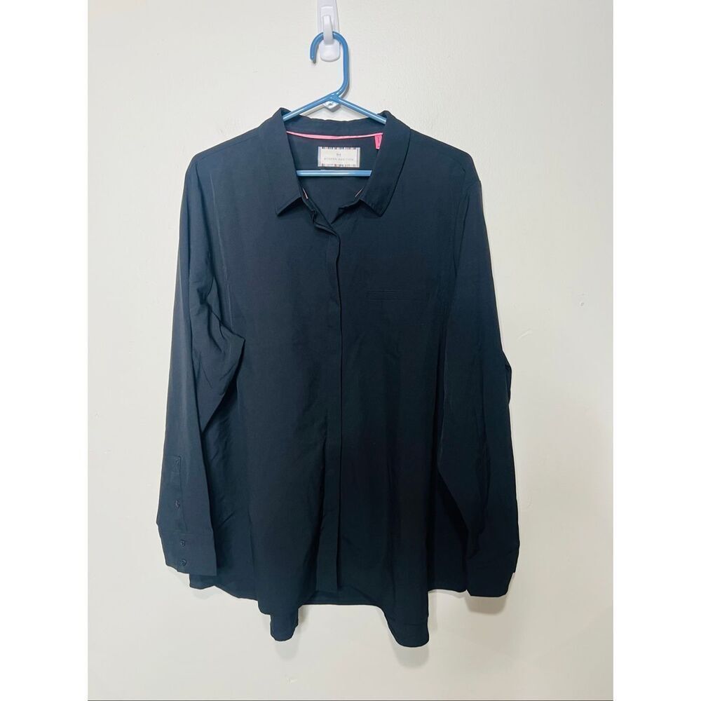 Modern Ambition Delightfully technical Black Button Up Collared Shirt Men's XXL